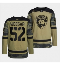 Men Florida Panthers 52 MacKenzie Weegar 2022 Camo Military Appreciation Night Stitched jersey