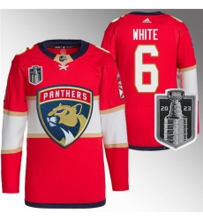 Men Florida Panthers 6 Colin White Red 2023 Stanley Cup Final Stitched Jersey