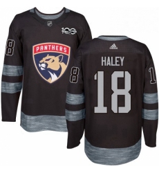 Mens Adidas Florida Panthers 18 Micheal Haley Premier Black 1917 2017 100th Anniversary NHL Jersey 