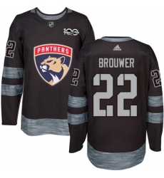 Mens Adidas Florida Panthers 22 Troy Brouwer Authentic Black 1917 2017 100th Anniversary NHL Jersey 