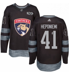 Mens Adidas Florida Panthers 41 Aleksi Heponiemi Authentic Black 1917 2017 100th Anniversary NHL Jersey 