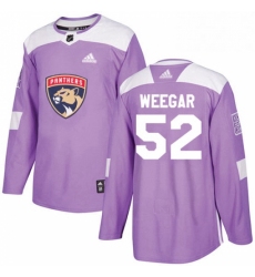 Mens Adidas Florida Panthers 52 MacKenzie Weegar Authentic Purple Fights Cancer Practice NHL Jersey 