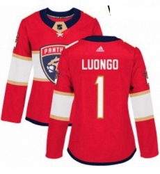 Womens Adidas Florida Panthers 1 Roberto Luongo Authentic Red Home NHL Jersey 