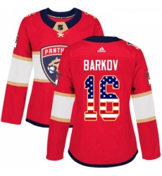 Womens Adidas Florida Panthers 16 Aleksander Barkov Authentic Red USA Flag Fashion NHL Jersey 