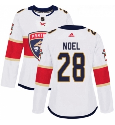 Womens Adidas Florida Panthers 28 Serron Noel Authentic White Away NHL Jersey 