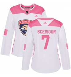 Womens Adidas Florida Panthers 7 Colton Sceviour Authentic WhitePink Fashion NHL Jersey 