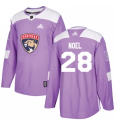 Youth Adidas Florida Panthers 28 Serron Noel Authentic Purple Fights Cancer Practice NHL Jersey 