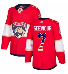 Youth Adidas Florida Panthers 7 Colton Sceviour Authentic Red USA Flag Fashion NHL Jersey 