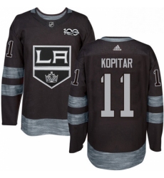 Mens Adidas Los Angeles Kings 11 Anze Kopitar Authentic Black 1917 2017 100th Anniversary NHL Jersey 