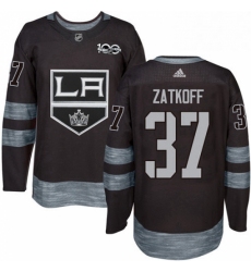 Mens Adidas Los Angeles Kings 37 Jeff Zatkoff Authentic Black 1917 2017 100th Anniversary NHL Jersey 