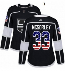 Womens Adidas Los Angeles Kings 33 Marty Mcsorley Authentic Black USA Flag Fashion NHL Jersey 