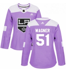 Womens Adidas Los Angeles Kings 51 Austin Wagner Authentic Purple Fights Cancer Practice NHL Jersey 