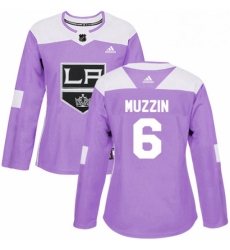 Womens Adidas Los Angeles Kings 6 Jake Muzzin Authentic Purple Fights Cancer Practice NHL Jersey 