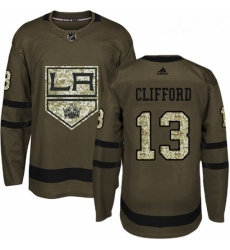 Youth Adidas Los Angeles Kings 13 Kyle Clifford Authentic Green Salute to Service NHL Jersey 