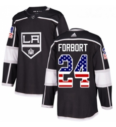 Youth Adidas Los Angeles Kings 24 Derek Forbort Authentic Black USA Flag Fashion NHL Jersey 