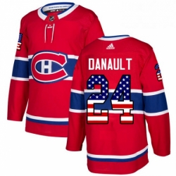Mens Adidas Montreal Canadiens 24 Phillip Danault Authentic Red USA Flag Fashion NHL Jersey 