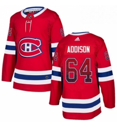 Mens Adidas Montreal Canadiens 64 Jeremiah Addison Authentic Red Drift Fashion NHL Jersey 