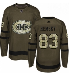 Mens Adidas Montreal Canadiens 83 Ales Hemsky Authentic Green Salute to Service NHL Jersey 