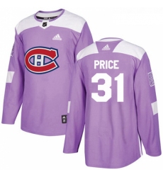 Youth Adidas Montreal Canadiens 31 Carey Price Authentic Purple Fights Cancer Practice NHL Jersey 