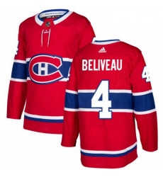Youth Adidas Montreal Canadiens 4 Jean Beliveau Authentic Red Home NHL Jersey 