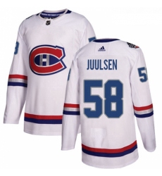 Youth Adidas Montreal Canadiens 58 Noah Juulsen Authentic White 2017 100 Classic NHL Jersey 