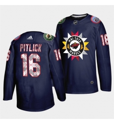 Men Minnesota Wild 16 Rem Pitlick 2021 22 Navy Native American Heritage Day Stitched Jersey