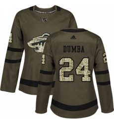 Womens Adidas Minnesota Wild 24 Matt Dumba Authentic Green Salute to Service NHL Jersey 