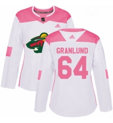 Womens Adidas Minnesota Wild 64 Mikael Granlund Authentic WhitePink Fashion NHL Jersey 