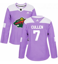 Womens Adidas Minnesota Wild 7 Matt Cullen Authentic Purple Fights Cancer Practice NHL Jersey 