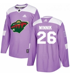 Youth Adidas Minnesota Wild 26 Daniel Winnik Authentic Purple Fights Cancer Practice NHL Jersey 