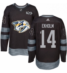 Mens Adidas Nashville Predators 14 Mattias Ekholm Authentic Black 1917 2017 100th Anniversary NHL Jersey 