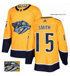 Mens Adidas Nashville Predators 15 Craig Smith Authentic Gold Fashion Gold NHL Jersey 