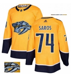 Mens Adidas Nashville Predators 74 Juuse Saros Authentic Gold Fashion Gold NHL Jersey 