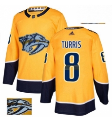 Mens Adidas Nashville Predators 8 Kyle Turris Authentic Gold Fashion Gold NHL Jersey 