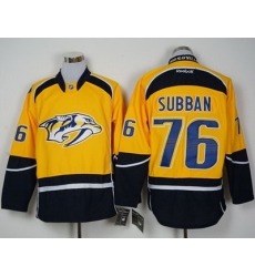 Predators #76 P K Subban Yellow Home Stitched NHL Jersey