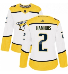 Womens Adidas Nashville Predators 2 Dan Hamhuis Authentic White Away NHL Jersey 