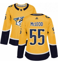 Womens Adidas Nashville Predators 55 Cody McLeod Authentic Gold Home NHL Jersey 