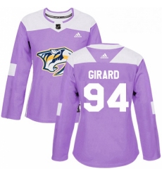 Womens Adidas Nashville Predators 94 Samuel Girard Authentic Purple Fights Cancer Practice NHL Jersey 