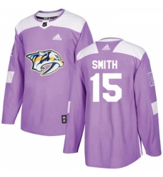 Youth Adidas Nashville Predators 15 Craig Smith Authentic Purple Fights Cancer Practice NHL Jersey 