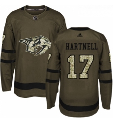 Youth Adidas Nashville Predators 17 Scott Hartnell Authentic Green Salute to Service NHL Jersey 