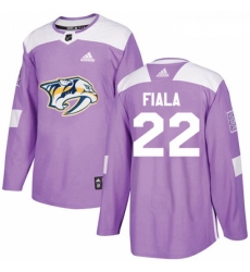 Youth Adidas Nashville Predators 22 Kevin Fiala Authentic Purple Fights Cancer Practice NHL Jersey 