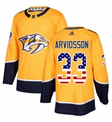 Youth Adidas Nashville Predators 33 Viktor Arvidsson Authentic Gold USA Flag Fashion NHL Jersey 