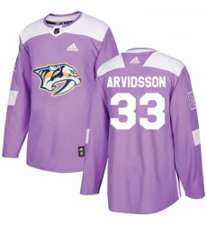 Youth Adidas Nashville Predators 33 Viktor Arvidsson Authentic Purple Fights Cancer Practice NHL Jersey 