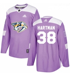 Youth Adidas Nashville Predators 38 Ryan Hartman Authentic Purple Fights Cancer Practice NHL Jersey 