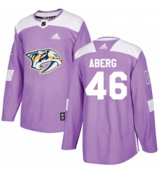 Youth Adidas Nashville Predators 46 Pontus Aberg Authentic Purple Fights Cancer Practice NHL Jersey 