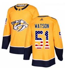 Youth Adidas Nashville Predators 51 Austin Watson Authentic Gold USA Flag Fashion NHL Jersey 