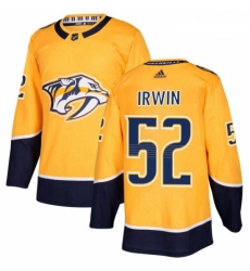 Youth Adidas Nashville Predators 52 Matt Irwin Authentic Gold Home NHL Jersey 