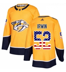 Youth Adidas Nashville Predators 52 Matt Irwin Authentic Gold USA Flag Fashion NHL Jersey 