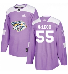 Youth Adidas Nashville Predators 55 Cody McLeod Authentic Purple Fights Cancer Practice NHL Jersey 