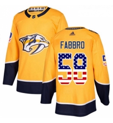 Youth Adidas Nashville Predators 58 Dante Fabbro Authentic Gold USA Flag Fashion NHL Jersey 